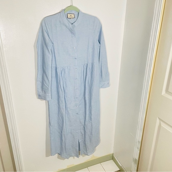 NEW Tuckernuck Lydell Maxi Dress Chambray Linen Breathable Button Front Preppy - Picture 3 of 11